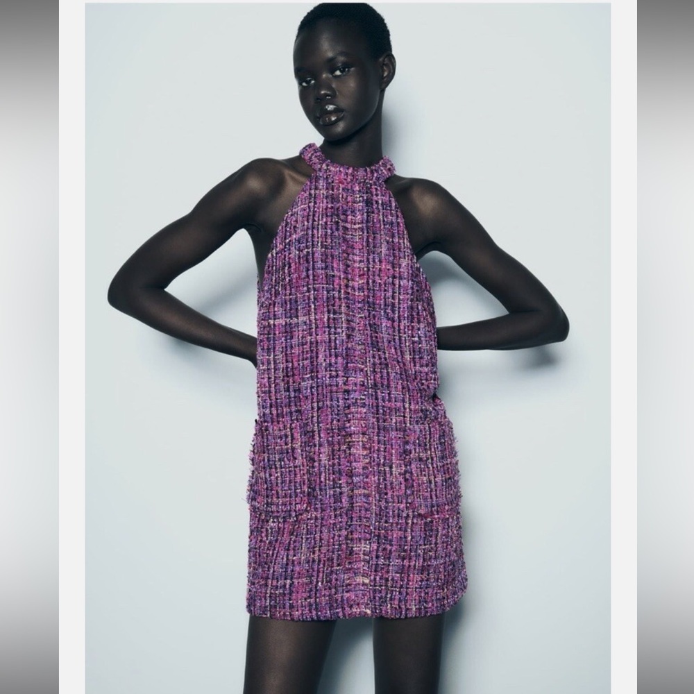 Zara Purple Tweed Mini Dress